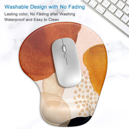 Ergonomic Mouse Pad with Gel Wrist Support Wrist Rest Smooth Surface Non-Slip PU Base Comfortable Office Supplies Pain Relief, 9.5 X 8 Inches, Abstract Art Style